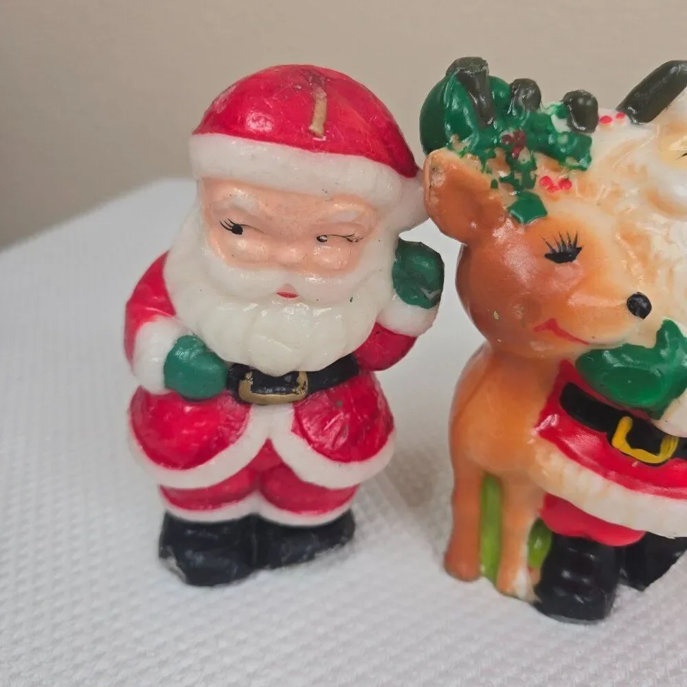 Vintage Gurly Halo Christmas Candle Lot 10 Santa Snowman Angel Tree Choir